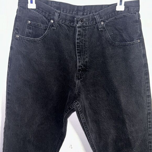 Vintage 90s Wrangler Black Denim Jeans 13MWZWK Size 36x30 Made In The USA - Picture 2 of 9